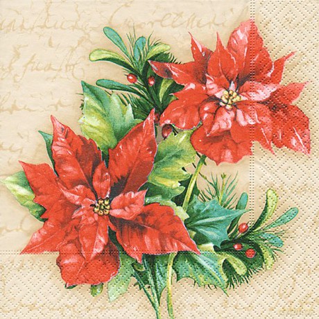 Serwetki Lunch 33x33 Christmas flower