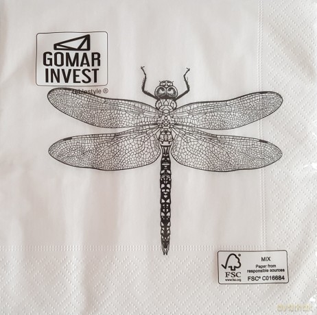 Serwetki Lunch 33x33 Dragonfly grey