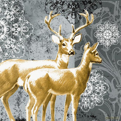 Serwetki Lunch 33x33 Golden stags