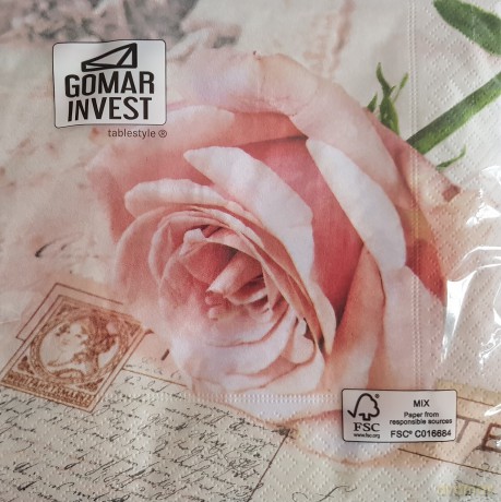 Serwetki Lunch 33x33 Postcard rose