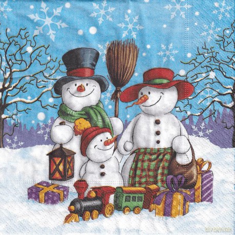 Serwetki Lunch 33x33 Snowman family