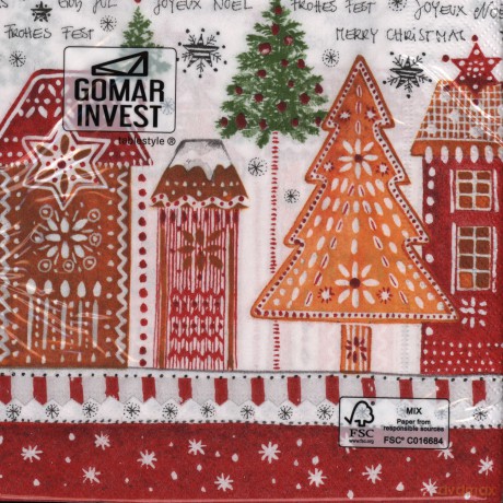 Serwetki Lunch BN 33x33 Gingerbread road