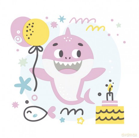 Serwetki Lunch Daisy - Pink Birthday Shark SDOG045002