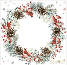 Serwetki Lunch Daisy - Watercolour Wreath on White SDGW020002