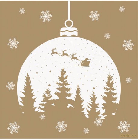 Serwetki Lunch Daisy BN - Christmas Bauble with Forest Silhouette on Gold SDGW023103