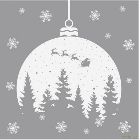 Serwetki Lunch Daisy BN - Christmas Bauble with Forest Silhouette on Silver SDGW023104