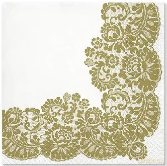 Serwetki Lunch Tete a Tete Lacy frame gold 33x33 20szt./op.