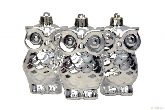 Sowy x3 w PVC różne kolory srebrny [FIGURKA]