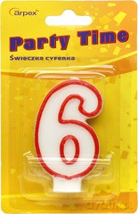 Świeczka cyferka nr 6 czerwona
