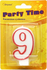 Świeczka cyferka nr 9 czerwona