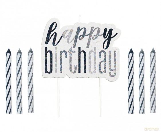 Świeczka Happy Birthday czarna