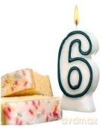 Świeczka jubileuszowa cyfra "6"