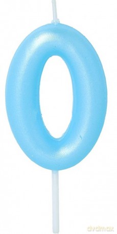 Świeczka na tort - cyferka Candy 0 niebieska 6cm