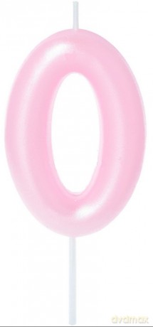 Świeczka na tort - cyferka Candy 0 różowa 6cm