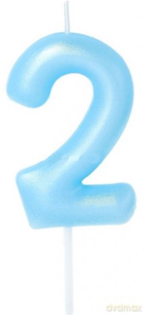 Świeczka na tort - cyferka Candy 2 niebieska 6cm