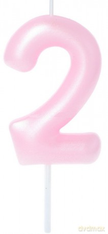 Świeczka na tort - cyferka Candy 2 różowa 6cm