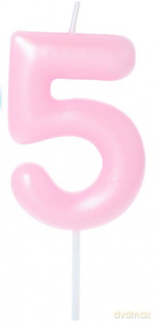Świeczka na tort - cyferka Candy 5 różowa 6cm