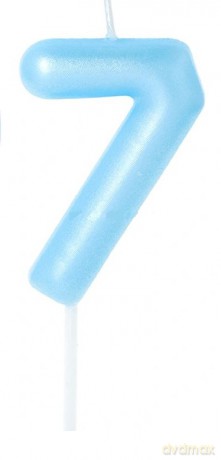 Świeczka na tort - cyferka Candy 7 niebieska 6cm