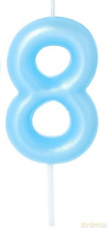 Świeczka na tort - cyferka Candy 8 niebieska 6cm