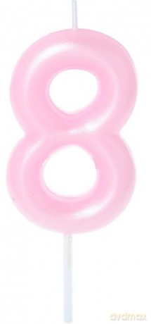 Świeczka na tort - cyferka Candy 8 różowa 6cm
