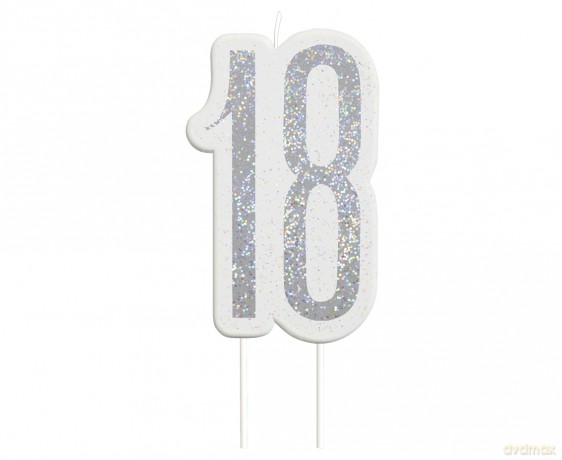 Świeczka piker "18" srebrna