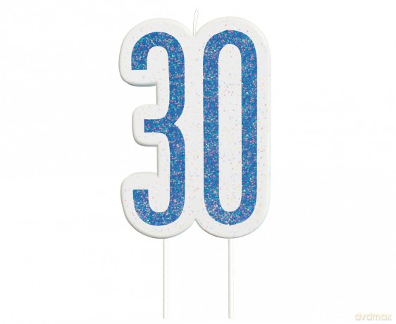 Świeczka piker "30" niebieska