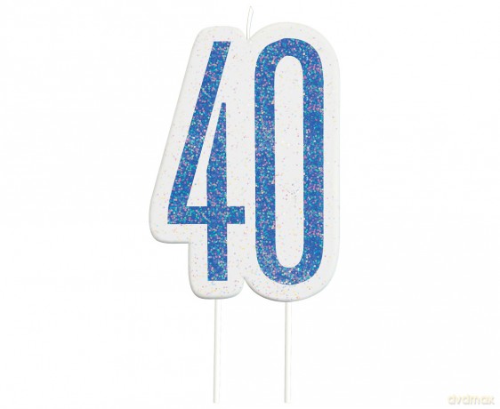 Świeczka piker "40" niebieska