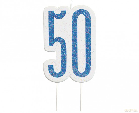 Świeczka piker "50" niebieska