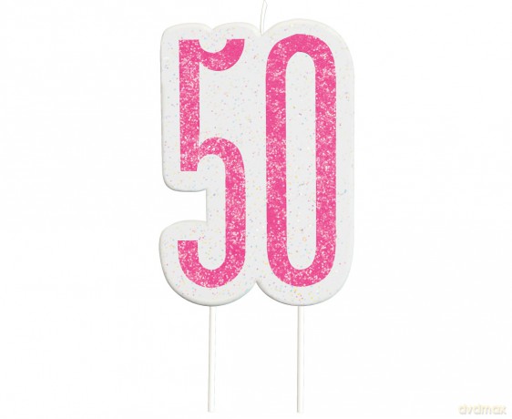 Świeczka piker "50" różowa