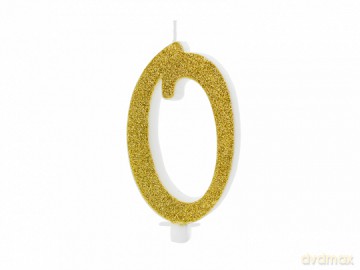 Świeczka urodzinowa złota "0" 10cm