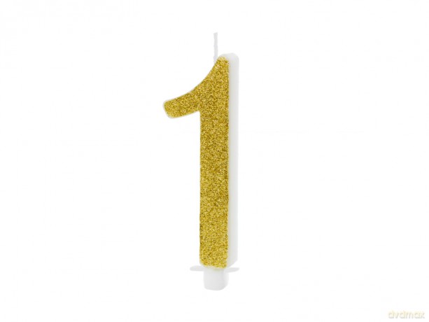 Świeczka urodzinowa złota "1" 10cm