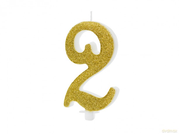 Świeczka urodzinowa złota "2" 10cm