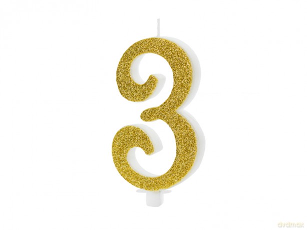 Świeczka urodzinowa złota "3" 10cm