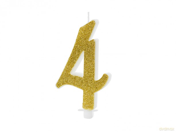 Świeczka urodzinowa złota "4" 10cm