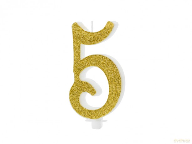 Świeczka urodzinowa złota "5" 10cm