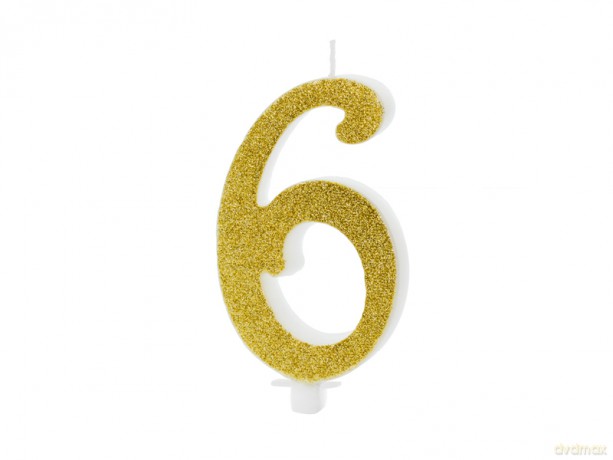 Świeczka urodzinowa złota "6" 10cm