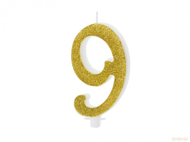 Świeczka urodzinowa złota "9" 10cm