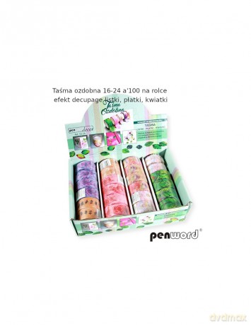 Taśma ozdobna na rolce efetk decoupage listki,kwiatki,płatki