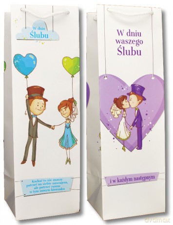 Torba butelka Ślub (37x12x11,5cm) mix 2 wzorów