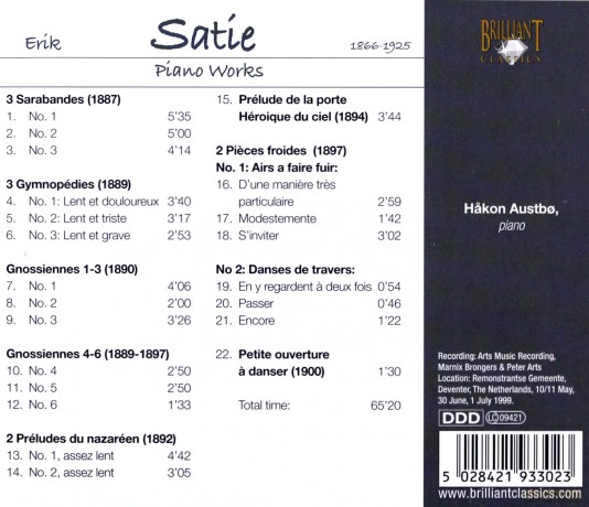 Satie - Gymnopedies, Gnossiennes [CD]