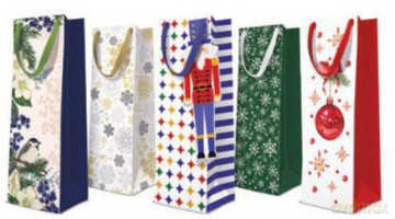 Torba premium butelka świateczna 12x37x10cm mix