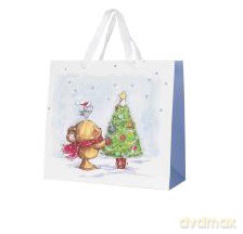 Torba prezentowa papierowa 25x25cm, dziecięca - misie z choinką