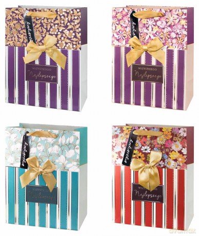 Torba QPM Paski i Kwiaty 18x10x23 cm mix