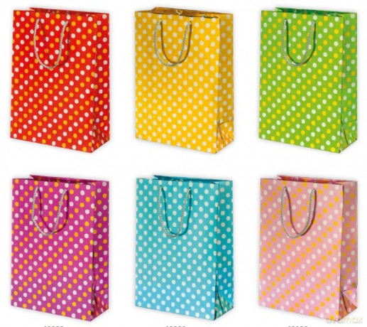 Torba T5 METAL kropki (23x32x11cm) op.10 szt. mix - torba metalizowana