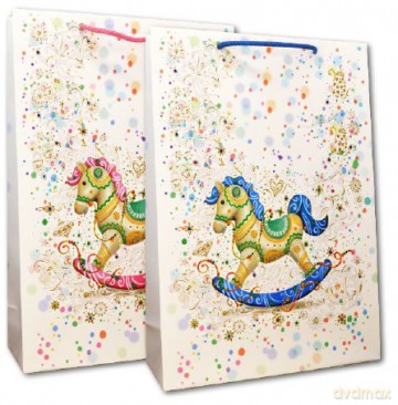 Torba XL+ Dziecięca - konik na biegunach niebieski/różowy (32 x 45 x 12cm) mix 2 wzorów