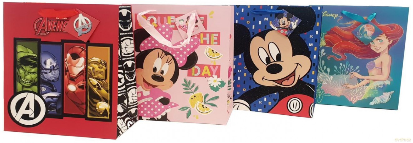 Torebka Disney matowy papier TLD-30 duża (26,4x32,4x13,7cm) mix