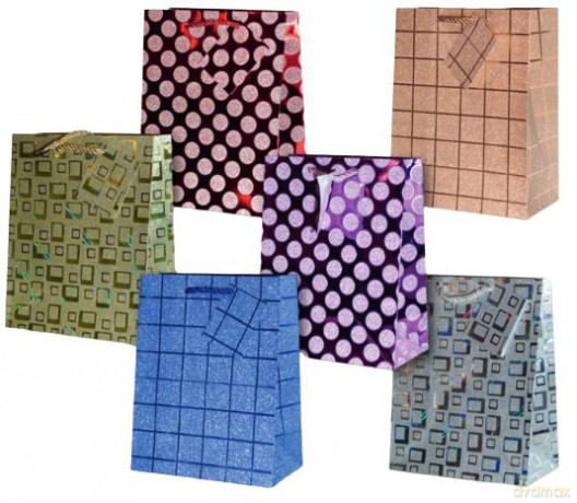 Torebka laminowana LUX brokat PL-2-LUX mix (17,8x22,9x9,8cm)