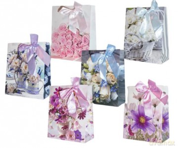 Torebka laminowana Premium, kwiaty PL-6-PR mix (26,x32,5x12,5cm)