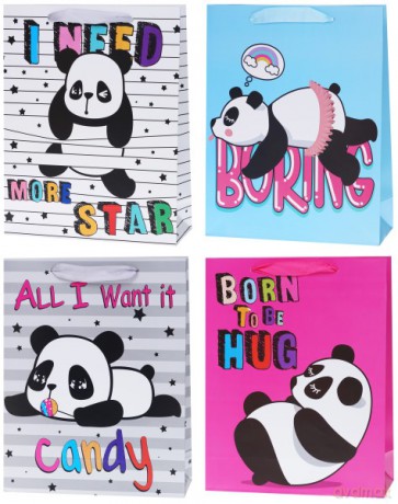 Torebka Lux 210 gsm duża Panda MIX (26x32x10)