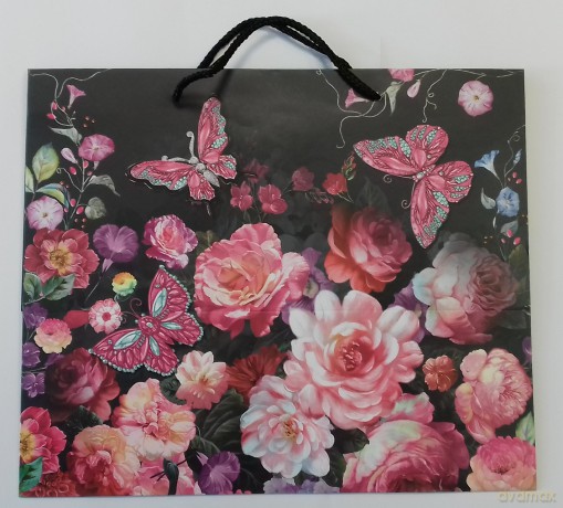 Torebka Lux Pastelowe kwiaty, horyzontalna (37x31x23cm) szerokie dno!